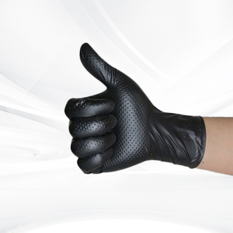 Diamante nero arancione guanti nitrile a texture guanti nitrile usa e getta