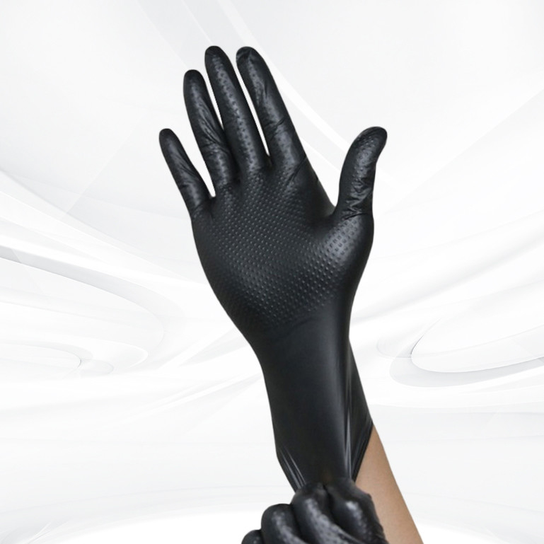 Diamante nero arancione guanti nitrile a texture guanti nitrile usa e getta