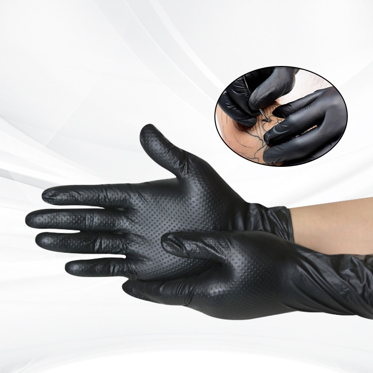 Diamante nero arancione guanti nitrile a texture guanti nitrile usa e getta