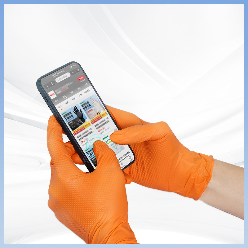 Non scivolante ingrossato Nitrile monouso Guanti di sicurezza Guanti di sicurezza lavori di costruzione Guanti di sicurezza con texture di diamanti
