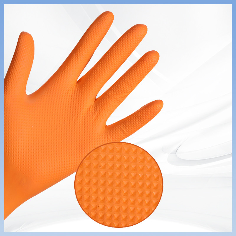 Non scivolante ingrossato Nitrile monouso Guanti di sicurezza Guanti di sicurezza lavori di costruzione Guanti di sicurezza con texture di diamanti