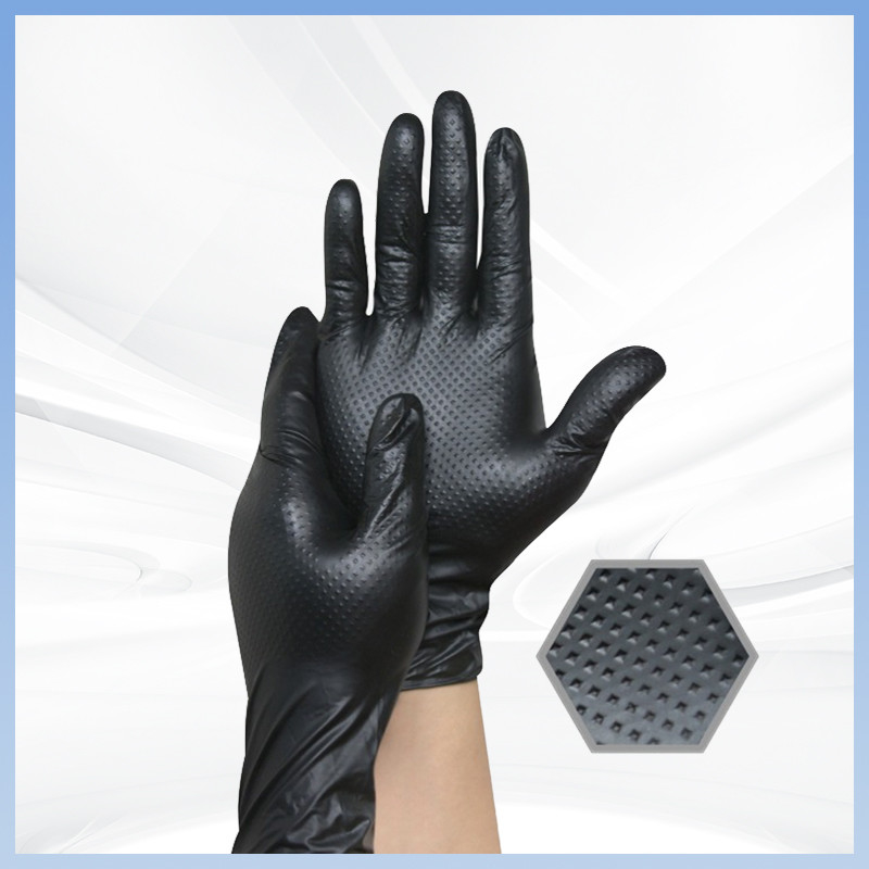 Guanti di sicurezza Lavori di costruzione Guanti di nitrile con texture di diamanti Guanti di sicurezza gomma antiscivolo Guanti di nitrile spessori usa e getta