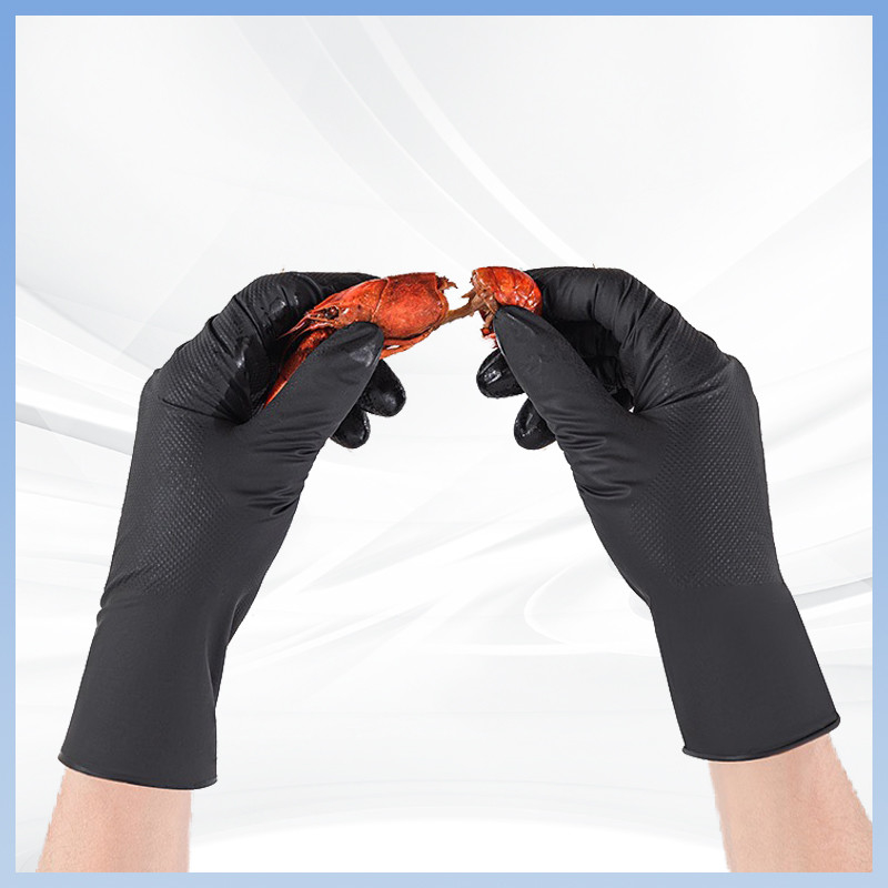 Guanti Nitrile monouso neri Diamante Modello Heavy Duty Durable Latex Free Powder Free Nitrile