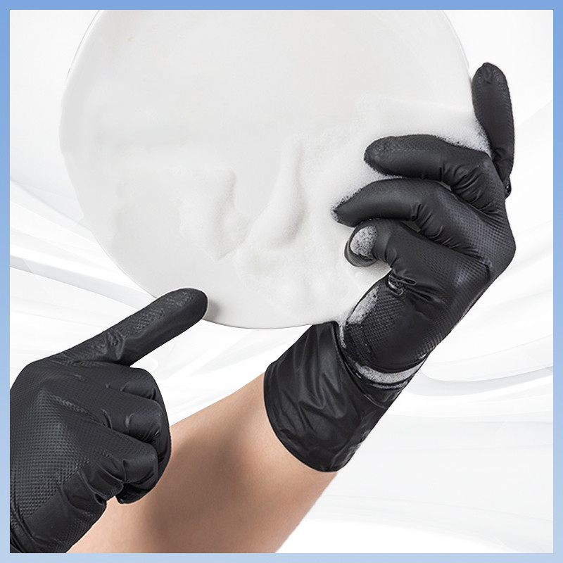 Guanti Nitrile monouso neri Diamante Modello Heavy Duty Durable Latex Free Powder Free Nitrile